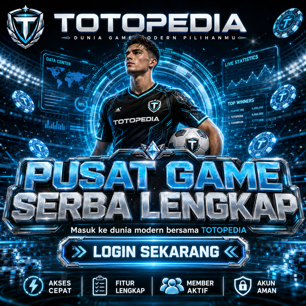 Banner TOTOPEDIA — ilustrasi layanan dan kategori permainan